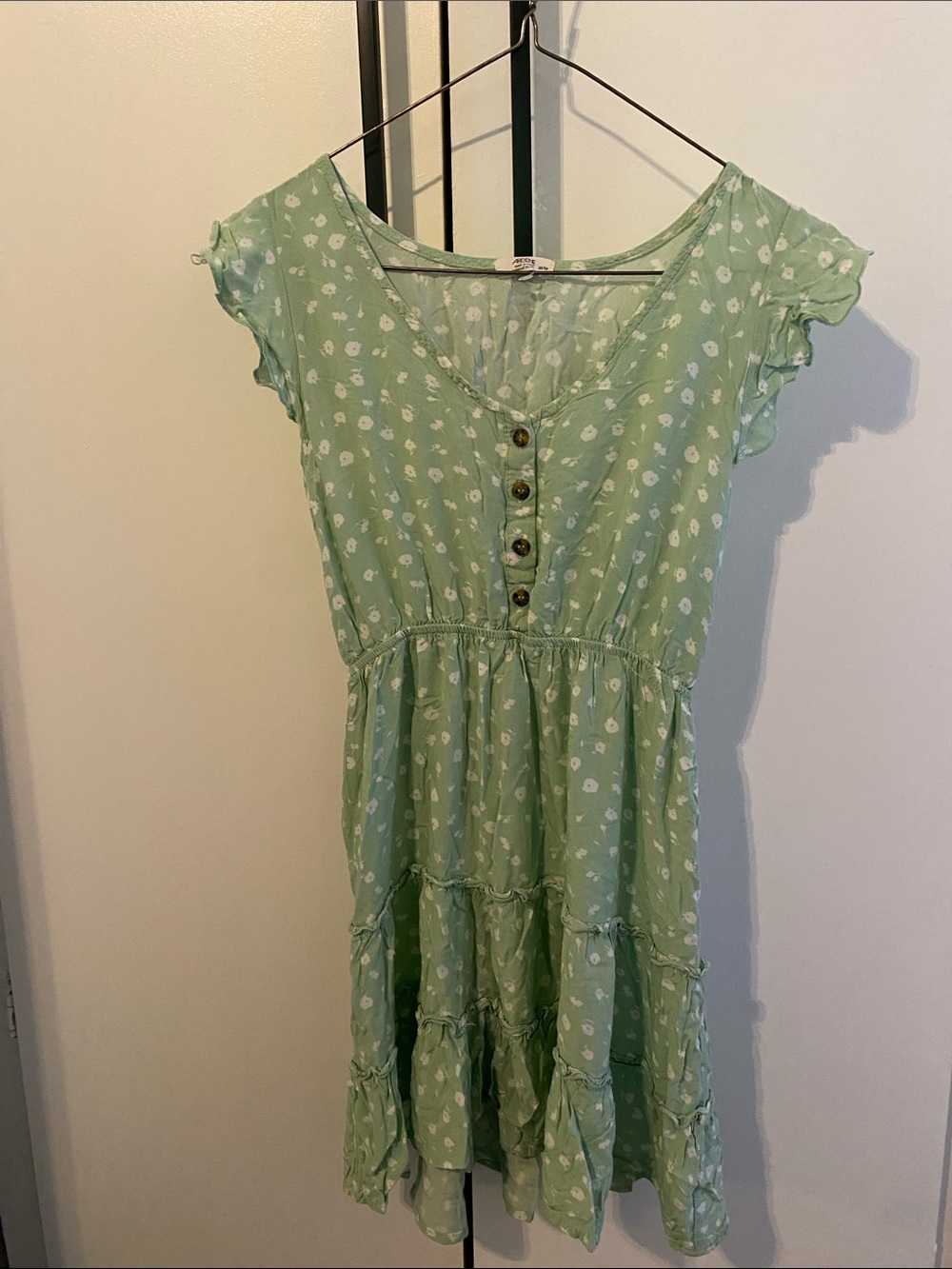 Ardene Light Green Mini Dress with White Floral Print